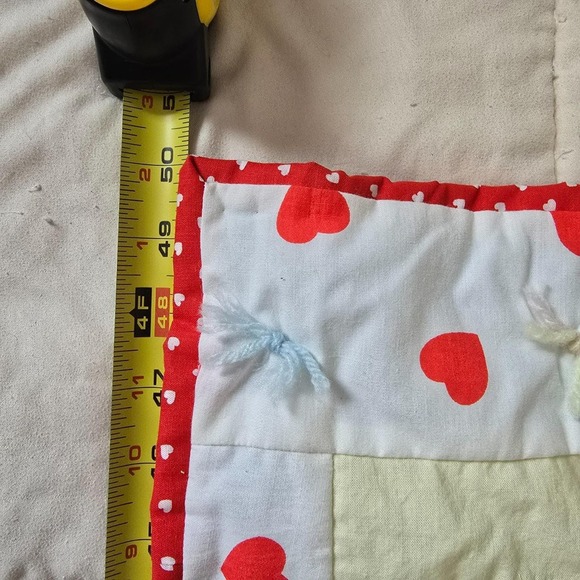 Handmade Child Quilt 40"x50" Patchwork Hearts Soft Homemade Throw Blanket - Picture 3 of 8